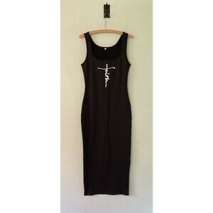 Womens Size Large Black Dress Sleeveless Faith Design Casual Everyday Wear